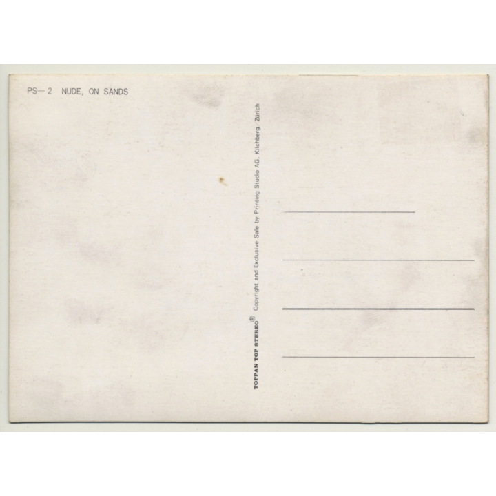 Nude On Sands / Beach - Pin-Up (Vintage 3D Stereo Effect Postcard Toppan)