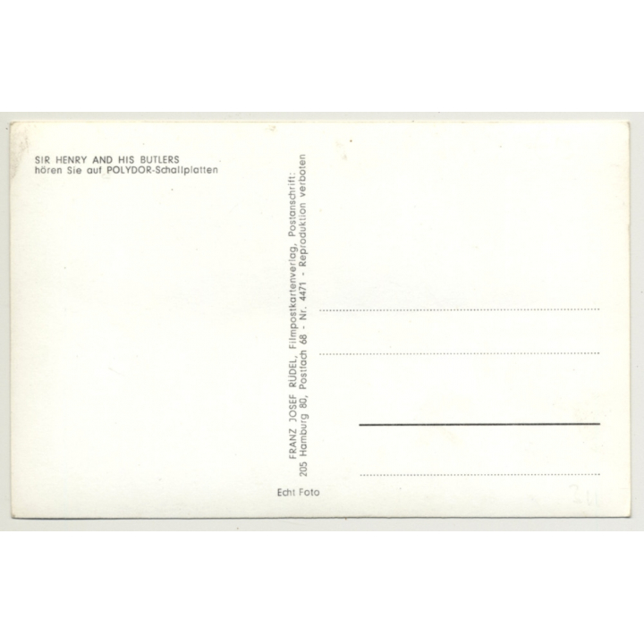 Sir Henry & His Butlers / Polydor - Beat (Vintage Fan RPPC ~1960s)