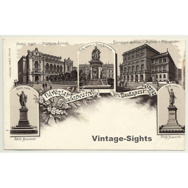 Hungary: Gruss Aus Budapest / Üdvözlet (Vintage PC Litho ~1900s)