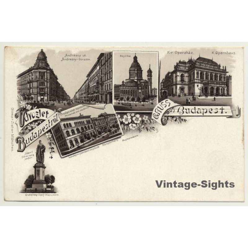 Hungary: Gruss Aus Budapest / Üdvözlet *2 (Vintage PC Litho ~1900s)