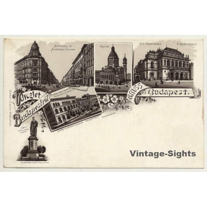 Hungary: Gruss Aus Budapest / Üdvözlet *2 (Vintage PC Litho ~1900s)