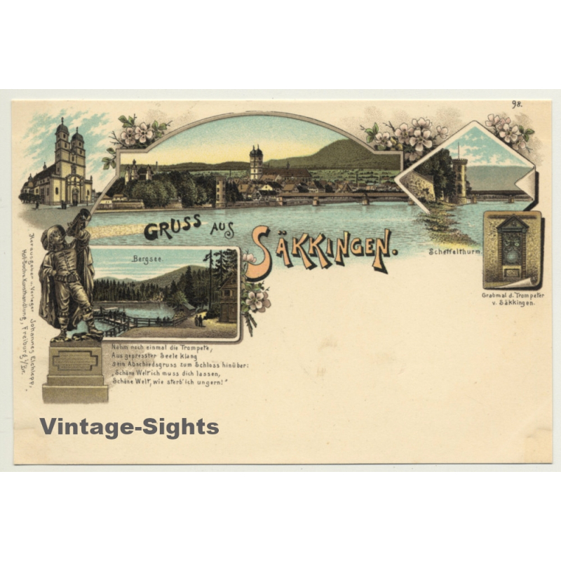 Germany: Gruss Aus Säkkingen / Bad Säckingen (Vintage PC Litho ~1900s)