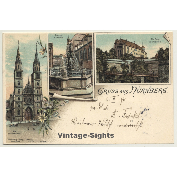 Germany: Gruss Aus Nürnberg / Kunstverlag Lautz (Vintage PC Litho 1897)