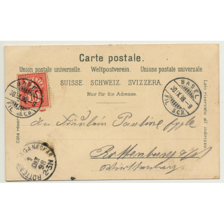 Switzerland: Gruss Aus Basel / Gross-Basel (Vintage PC Litho 1898)