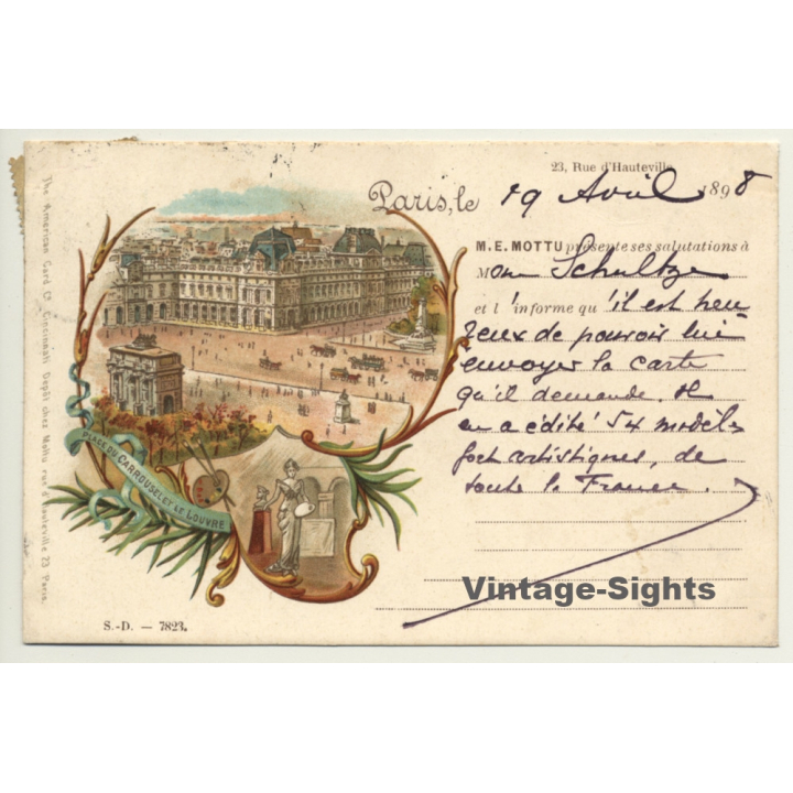 Paris / France: Place Du Carousel Et Le Loluvre (Vintage PC Litho 1898)