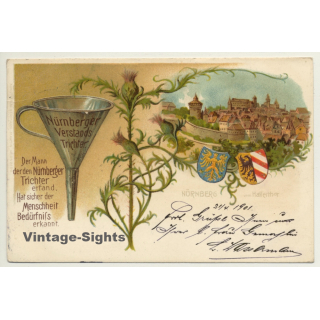 Germany: Nürnberger Verstandtrichter / Hallerthor (Vintage PC Litho 1901)