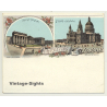 London / UK: British Museum / St. Pauls Cathedral (Vintage PC Litho ~1900s)