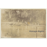 Congo-Belge: Colonial Expedition Crosses River En Pirogue (Vintage Photo ~1910s)