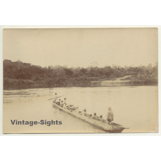 Congo-Belge: Passage De L'Ituri En Pirogue / Dugout (Vintage Photo ~1910s)