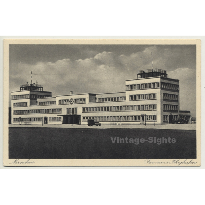 Munich / Germany: Der Neue Flughafen / Airport (Vintage Postcard ~1940s)
