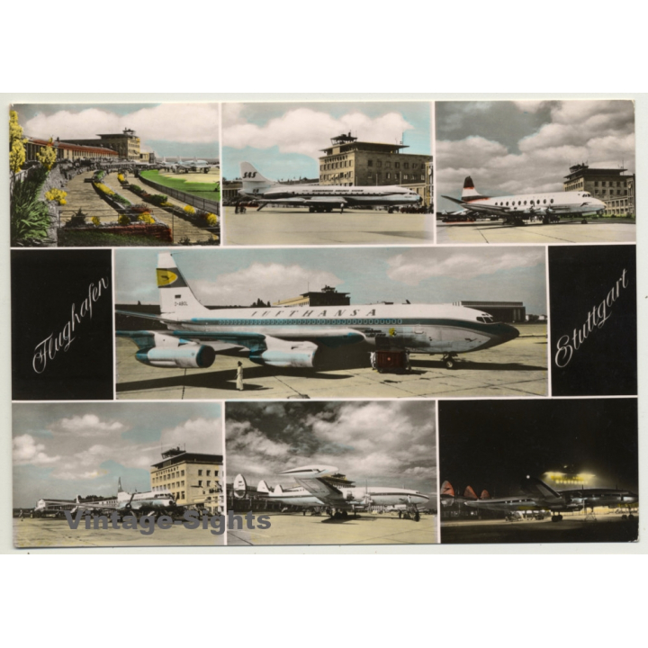 Germany: Flughafen Stuttgart - Lufthansa / Airport (Vintage RPPC ~1960s)