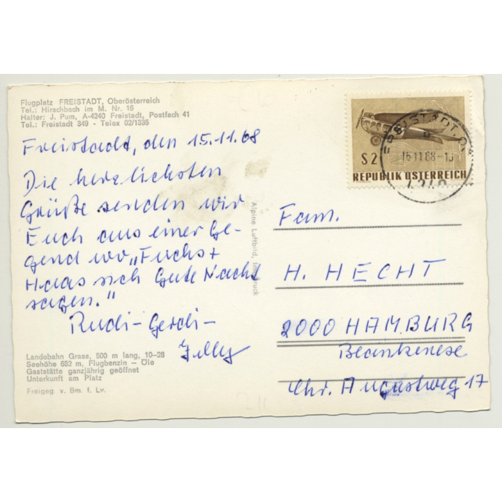 Austria: Flugplatz Freistadt / Aerial Photo (Vintage RPPC 1968)