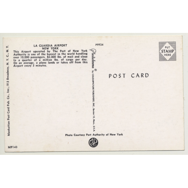 New York / USA: La Guardia Airport (Vintage Postcard ~1960s)