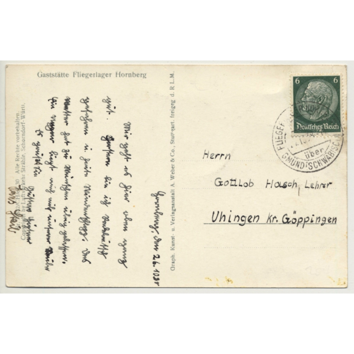 Germany: Fliegerlager Hornberg / Airport - Aerial View (Vintage RPPC 1938)