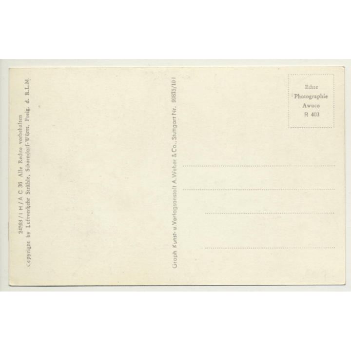 Germany: Fliegerlager Hornberg Vom Flugzeug Aus / Airport (Vintage RPPC ~1940s)