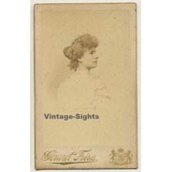 Geruzet Frères / Bruxelles: Portrait Of Young Woman / Hairstyle (Vintage Carte De Visite / CDV ~1880s)
