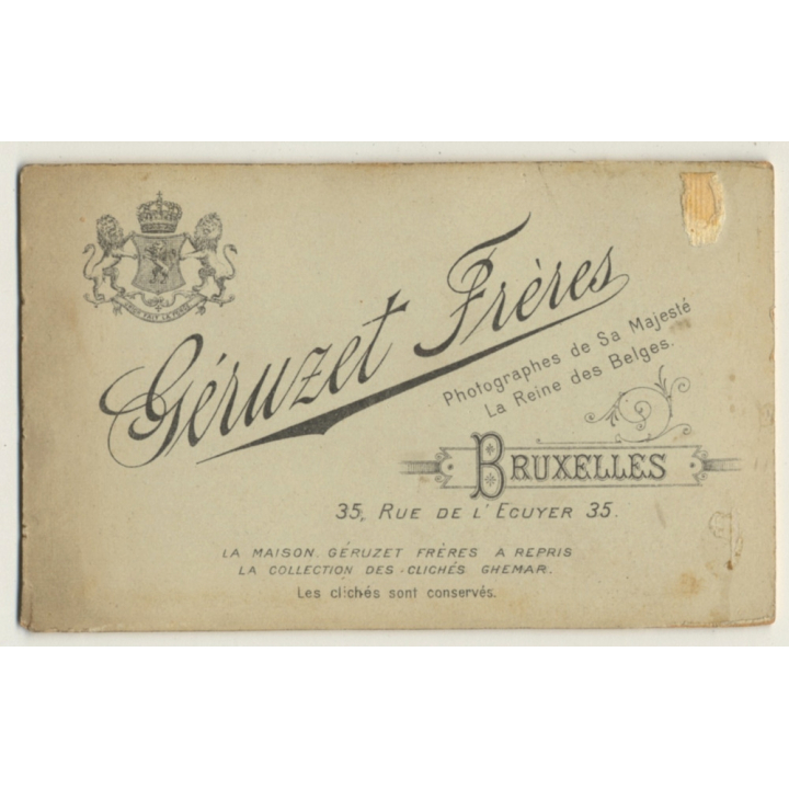 Geruzet Frères / Bruxelles: Portrait Of Young Woman / Hairstyle (Vintage Carte De Visite / CDV ~1880s)