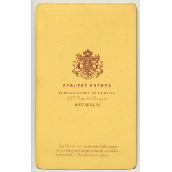 Géruzet Frères / Bruxelles: Portrait Of Chubby Man / Headdress (Vintage Carte De Visite / CDV ~1880s/1890s)