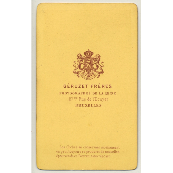 Géruzet Frères / Bruxelles: Portrait Of Chubby Man / Headdress (Vintage Carte De Visite / CDV ~1880s/1890s)