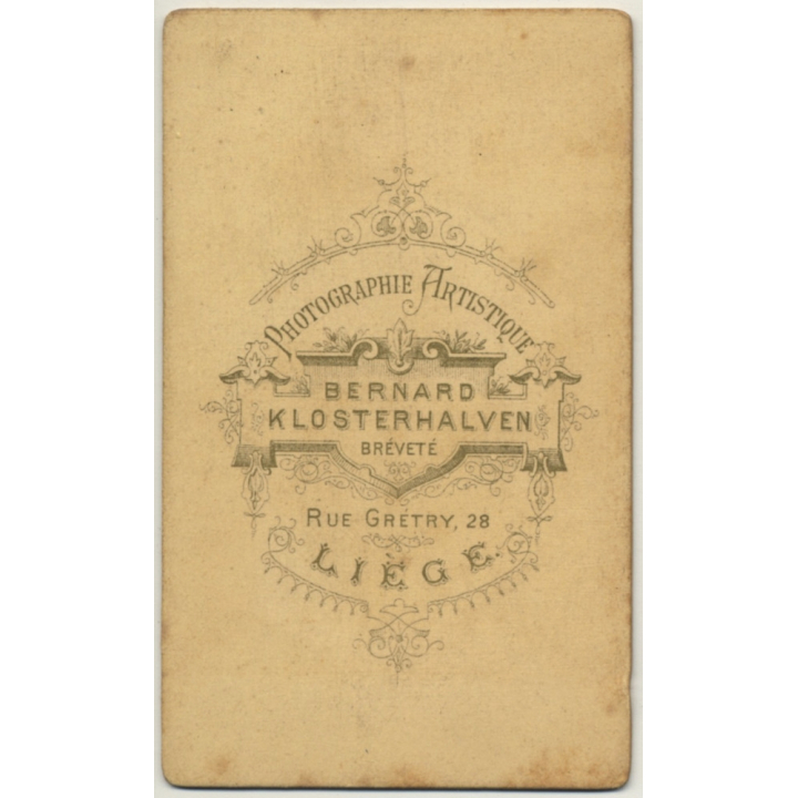 Bernard Klosterhalven - Liège: Shorthaired Baby Girl (Vintage Carte De Visite / CDV ~1880s/1890s)