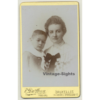 R. De Man - Bruxelles: Portrait Mother & Baby Boy (Vintage Carte De Visite / CDV ~1880s/1890s)