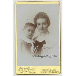 R. De Man - Bruxelles: Portrait Mother & Baby Boy (Vintage Carte De Visite / CDV ~1880s/1890s)