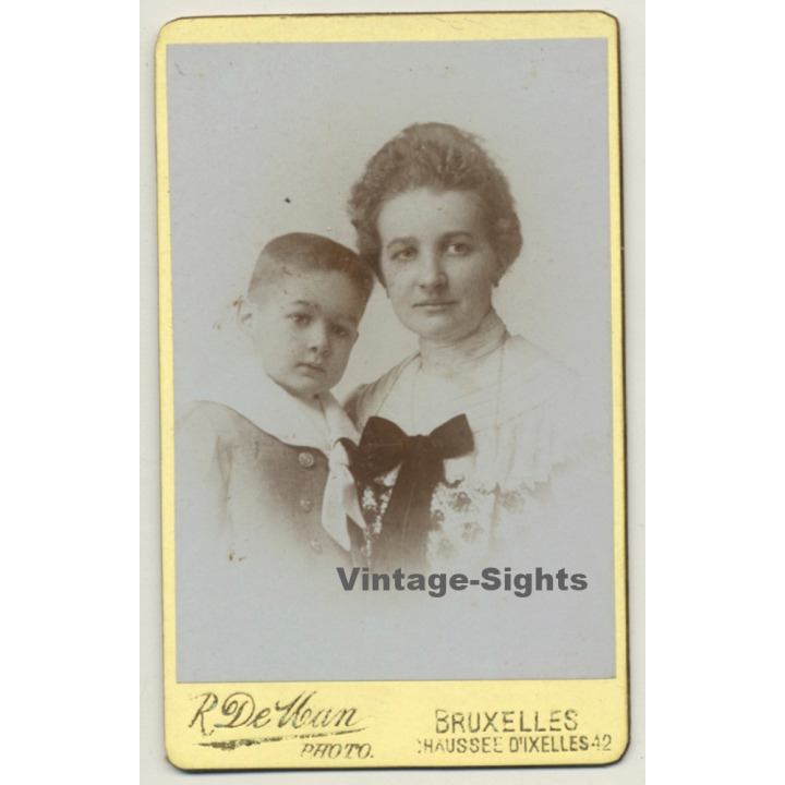 R. De Man - Bruxelles: Portrait Mother & Baby Boy (Vintage Carte De Visite / CDV ~1880s/1890s)