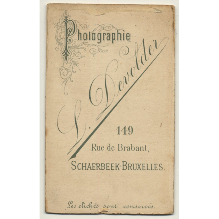 L. Devolder - Bruxelles: Portrait Of Man With Beard / Moustache (Vintage Carte De Visite / CDV ~1880s/1890s)
