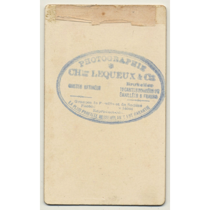 Ch. Lequeux & Co / Bruxelles: Portrait Man With Moustache (Vintage Carte De Visite / CDV ~1870s/1880s)