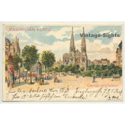 Vienna / Austria: Maximilian Platz / Gruss (Vintage PC Litho 1900)