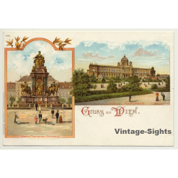 Vienna / Austria: Maria-Theresien Denkmal / K.K. Museum (Vintage PC Litho ~1900s)