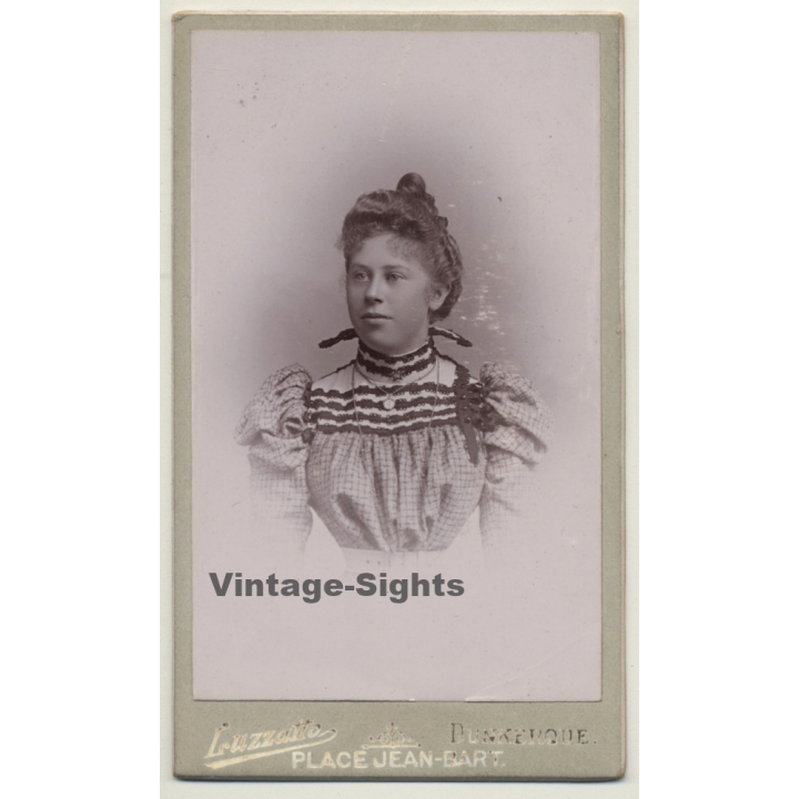 Luzzatto / Dunkerque: Belgian Woman With Victorian Blouse (Vintage Carte De Visite / CDV ~1880s/1890s)