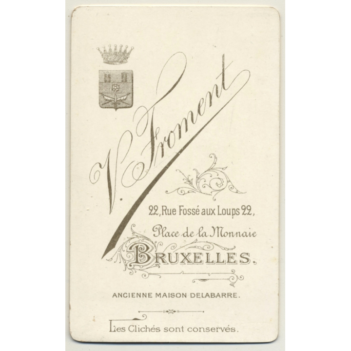 V. Froment / Bruxelles: Belgian Woman - Victorian Blouse - Updo (Vintage Carte De Visite / CDV ~1890s)