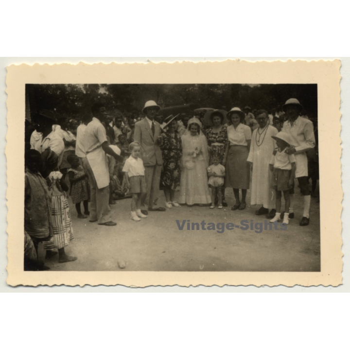 Congo-Belge: Colonial Wedding Party / Priest - Bride - Natives (Vintage Photo ~1940s)