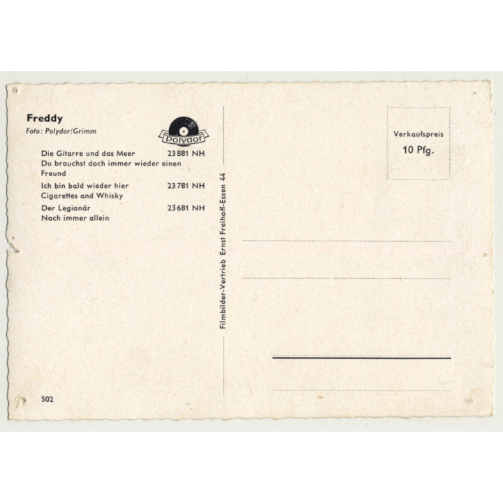 Freddy Quinn / Polydor (Vintage Fan Postcard ~1950s)