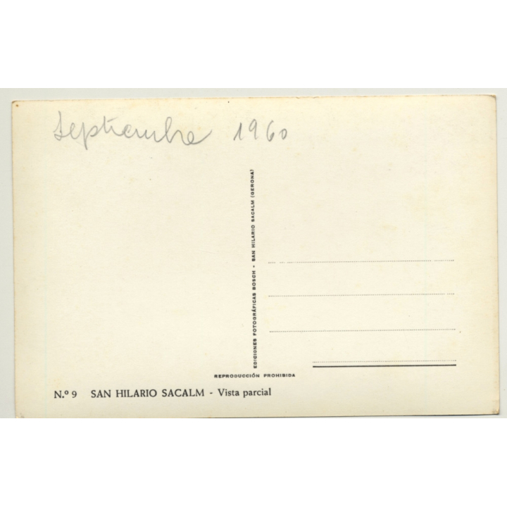 San Hilario Sacalm / Spain: Town View / Vista Parcial (Vintage RPPC 1960)