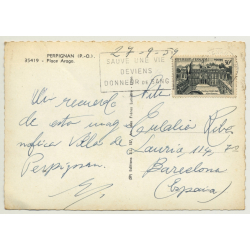 Perpignan / France: Place Arago - Hotel Regina (Vintage RPPC 1959)