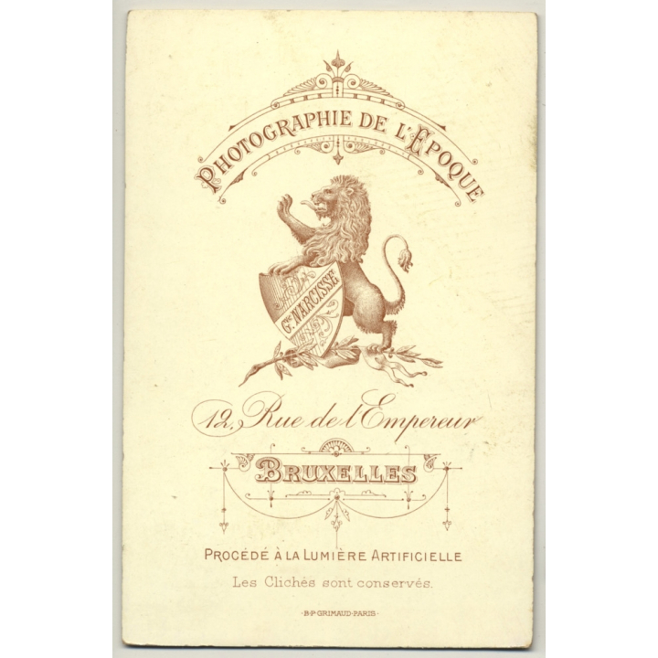 Gustave Narcisse: 2 Young Bridesmaids In White Robes / Veil (Vintage Cabinet Card ~1880s/1890s)