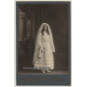 Marc Galuzzi: Young Bridesmaid / Robe & Veil (Vintage Cabinet Card ~1890s/1900s)