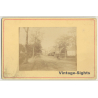 France?: Unidentified Street In Village / Hunter & Dog (Vintage Cabinet Card ~1870s/1880s)