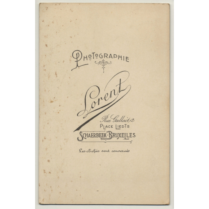 Lorent / Bruxelles: Portrait Of 2 Females In Victorian Robes (Vintage Cabinet Card ~1880s/1890s)