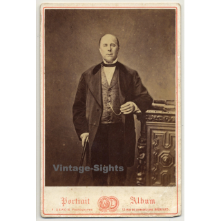 F. Deron / Bruxelles: Portrait Of Aristocratic Man (Vintage Cabinet Card ~1860s/1870s)
