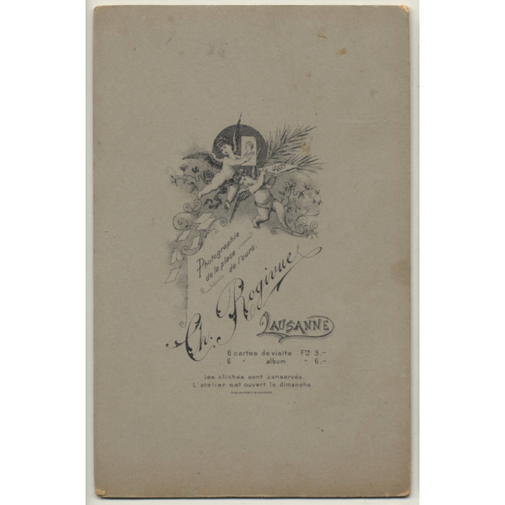 Ch. Rogivue / Lausanne: Portrait Of Female / Victorian Hairstyle (Vintage Cabinet Card ~1900s)