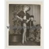 Pinup Opens Morning Gown & Gives A Peek On Her Lingerie  (Vintage Amateur Photo 1950s)