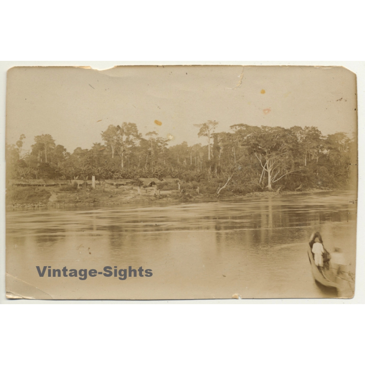 Congo-Belge: River Ituri At Okelo / Indigenous - Dugout (Vintage Photo ~1920s/1930s)