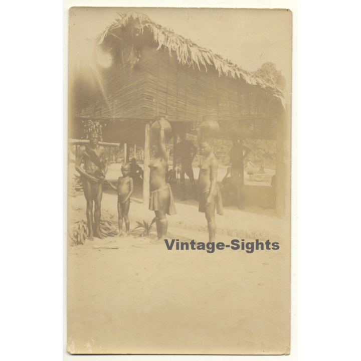 Congo-Belge: Indigenous Water Carriers / Porteurs D'Eau (Vintage Photo ~1920s/1930s)