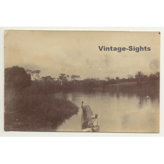 Bofuraboli / Congo-Belge: Dugout On River / Expedition (Vintage Photo ~1920s/1930s)