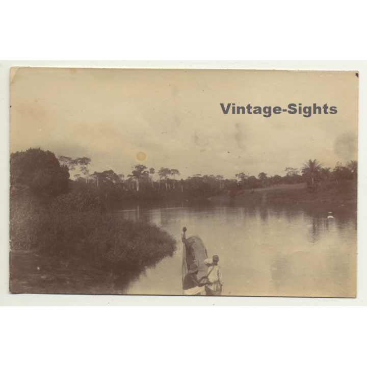Bofuraboli / Congo-Belge: Dugout On River / Expedition (Vintage Photo ~1920s/1930s)