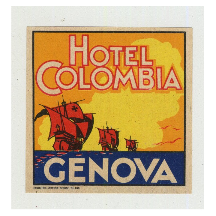 Hotel Colombia / Genova - Italy (Vintage Luggage Label: Besozzi)
