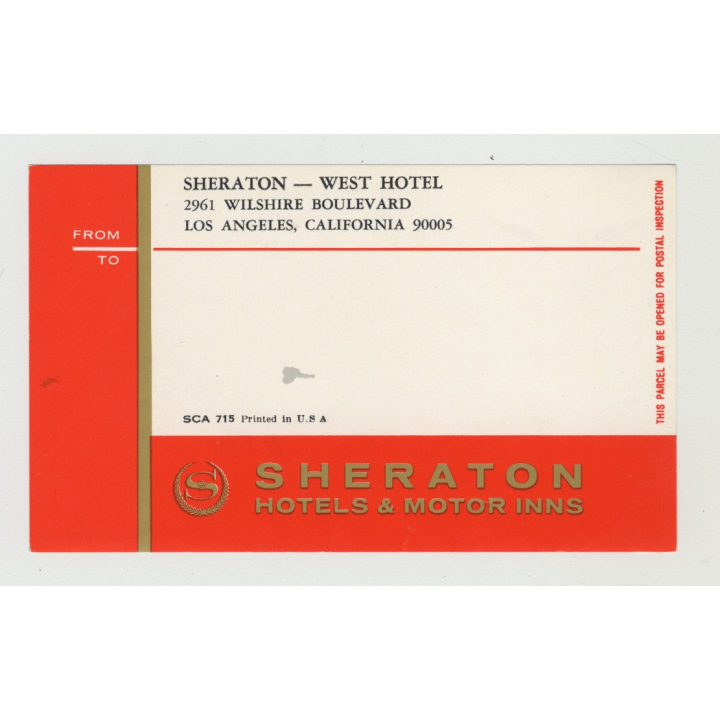 Sheraton - West Hotel - Los Angeles / USA (Vintage Luggage Label)